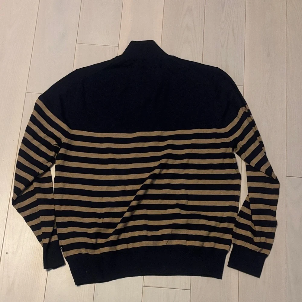 NWT Nautica Men's Black and Tan Quarter Zip-Up Sweater - Picture 6 of 6